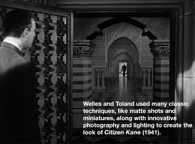 Orson Welles walking far from the camera in *Citizen Kane*