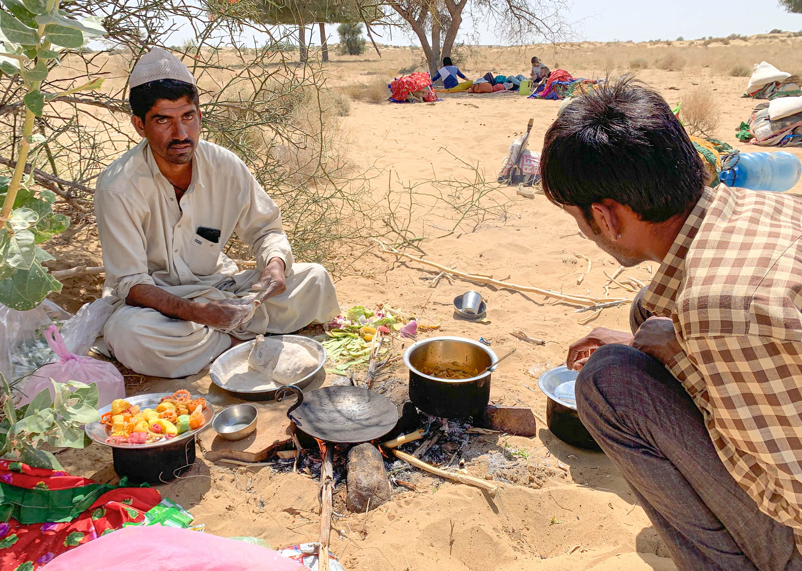 Our camel guides making lunch