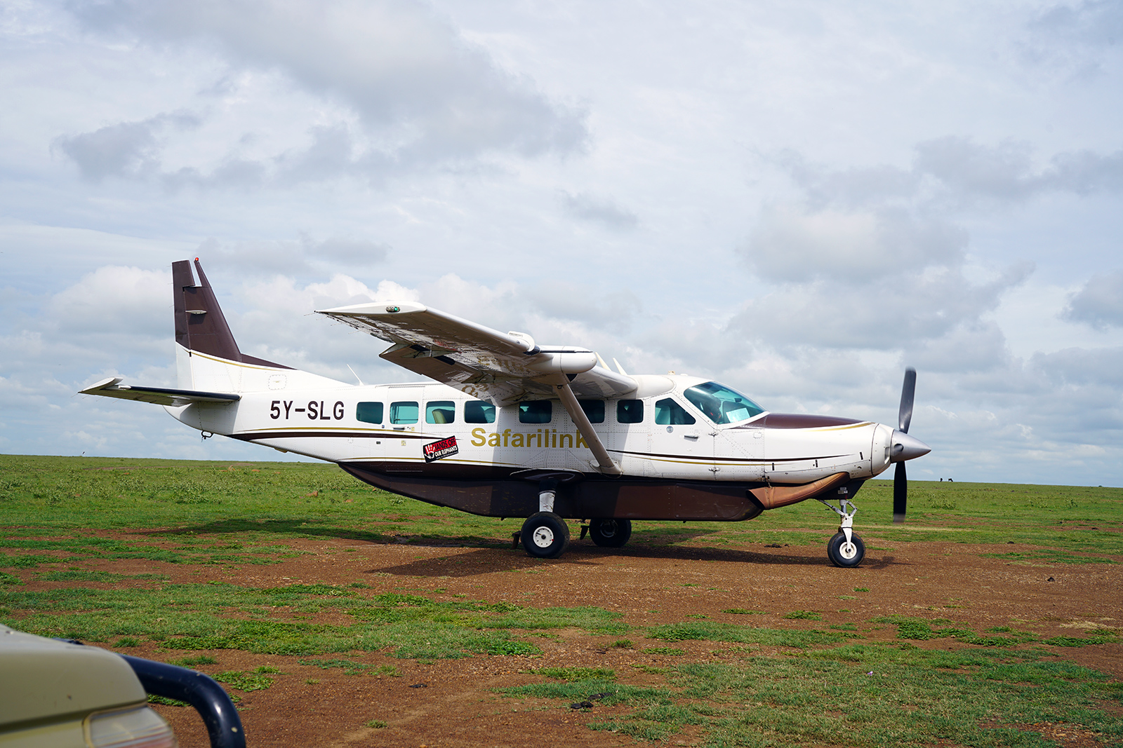 Our tiny plane landed on this ridiculous airstrip surrounded by zebras and other wildlife