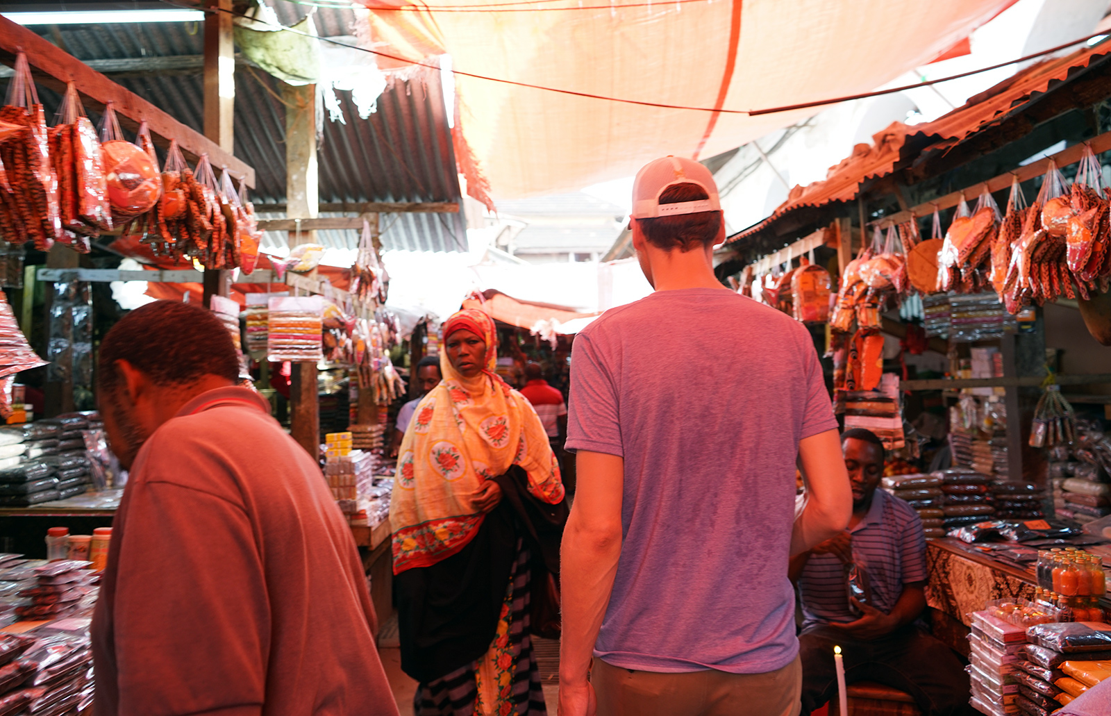 Bustling spice market in Zanzibar